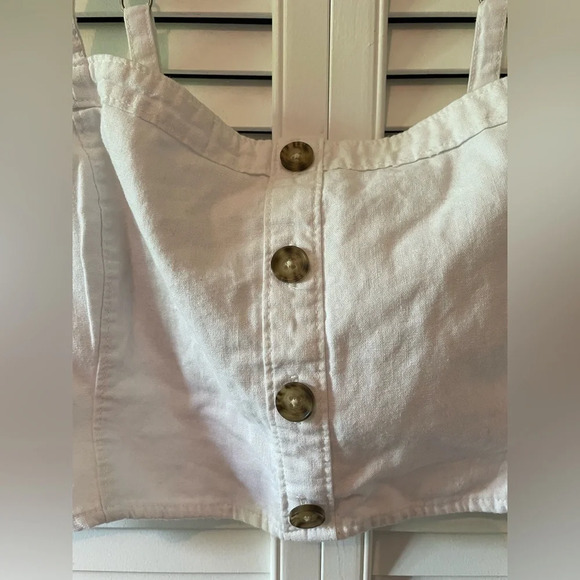 Abercrombie & Fitch Cropped Smocked Button White Cami Adjustable Size XL - Picture 7 of 13